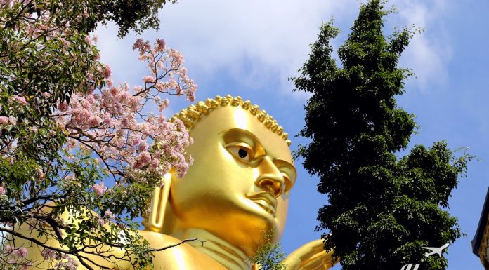 Άγαλμα του Βούδα στη Σρι Λάνκα σε όμορφο τοπίο