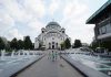 Εξωτερική άποψη της επιβλητικής εκκλησίας του Αγίου Σάββα στο Βελιγράδι, Σερβία.