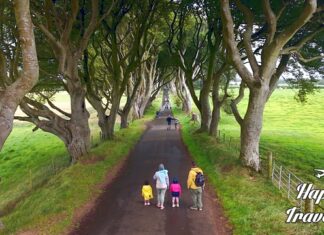 Dark Hedges: Ο παραμυθένιος δρόμος στη Βόρεια Ιρλανδία Ο δρόμος Dark Hedges στη Βόρεια Ιρλανδία, με ψηλές οξιές που σχηματίζουν φυσικό θόλο πάνω από το μονοπάτι, κάτω από έναν συννεφιασμένο ουρανό.