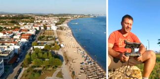 Ο Ευτύχης πετάει το drone κατά τη διάρκεια του live στα Νέα Πλάγια