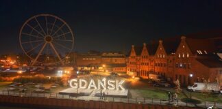 Πανοραμική βραδινή φωτογραφία του Γκντανσκ